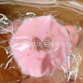 小红书烂泥感蝴蝶大福仿硅胶粉色大福食玩捏捏乐超软解压发泄玩具