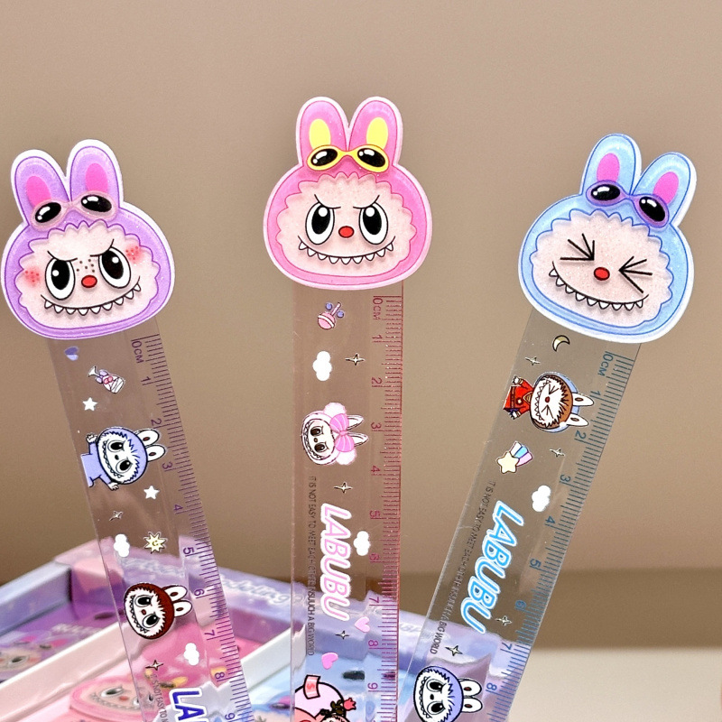 Nuevo 15 cm de regla recta lindo dibujo animado no niños estudiantes regla de plástico transparente regalos del 1 de junio