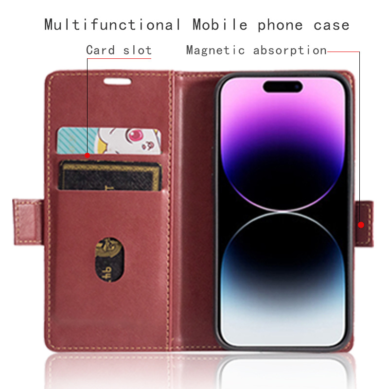 Suitable for Apple iPhone 15 Pro protective magnetic cover head wireless charging phone leather case_voghion.com
