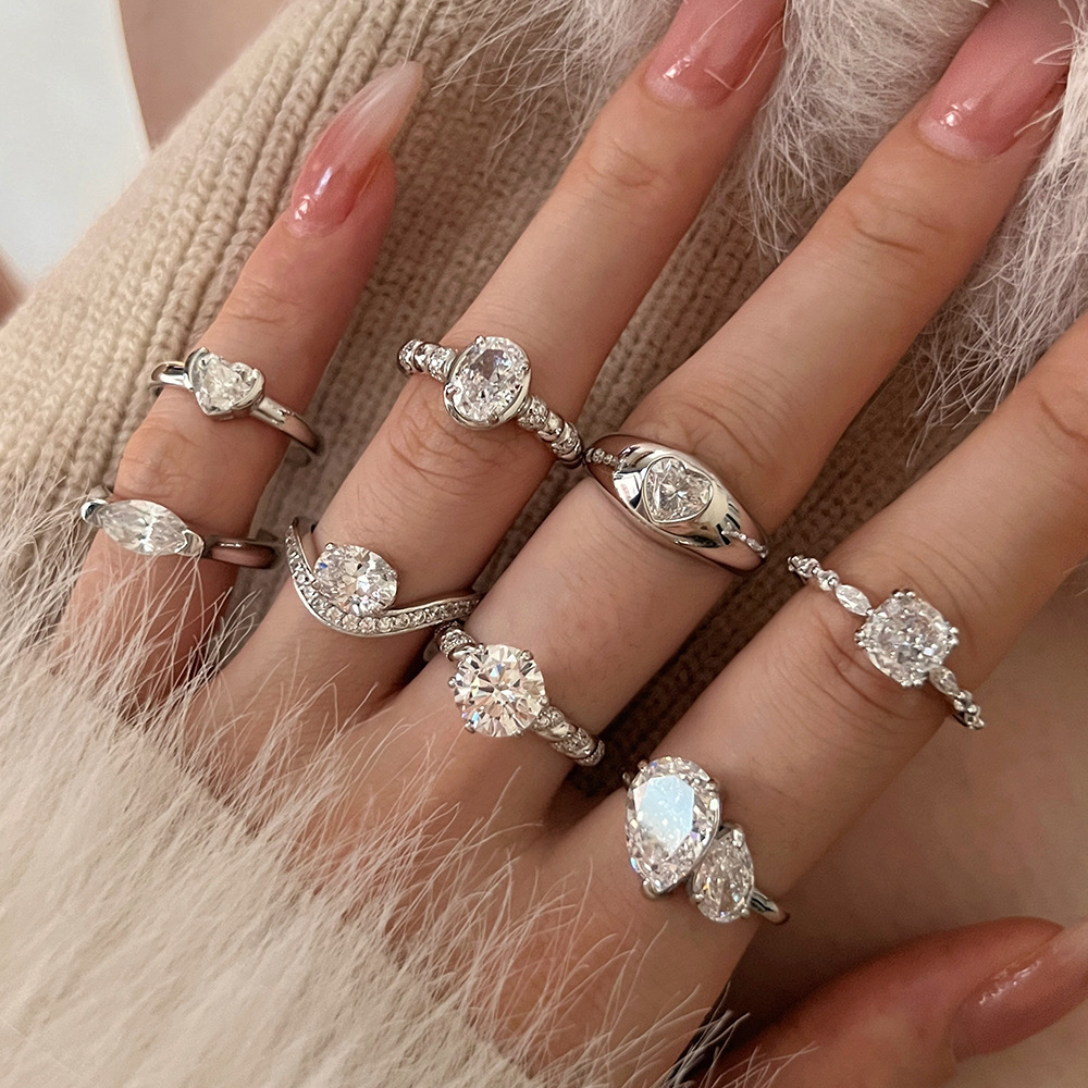 2g Weight Zircon Inlay Material Rings Classification 5, 9 Ring Size Holiday, Daily Occasion 925 Sterling Silver Material Geometric Pattern 2025 Spring and Summer Season Women's Gender Elegant, Simple Style Style 925 Sterling Silver Zircon Geometric Rings 925 Sterling Silver Rings 3
