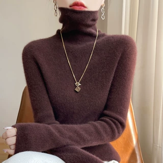 无缝一线成衣高领打底衫毛衣女秋装新款韩版修身堆堆领针织衫女