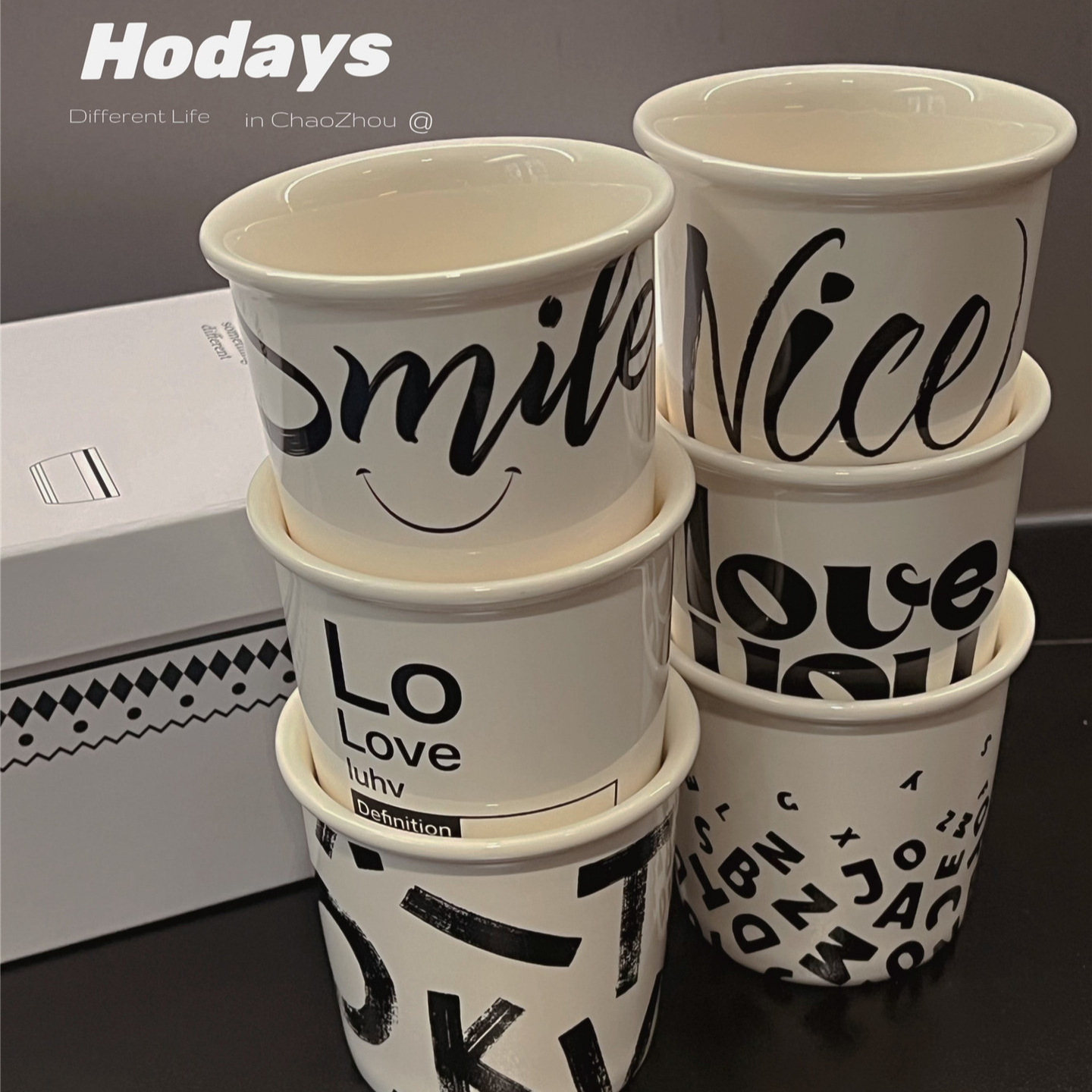 Inglés letras ins tazas de papel estilo de cerámica mano taza de leche adorable taza de café latte taza de café