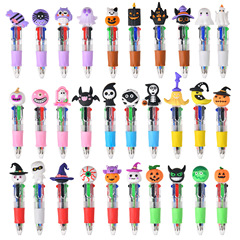ハロウィンシリーズ 4色プレスボールペン ミニペン かわいいショートペン 持ち運びやすい 学生ハンドブック マルチカラーペン