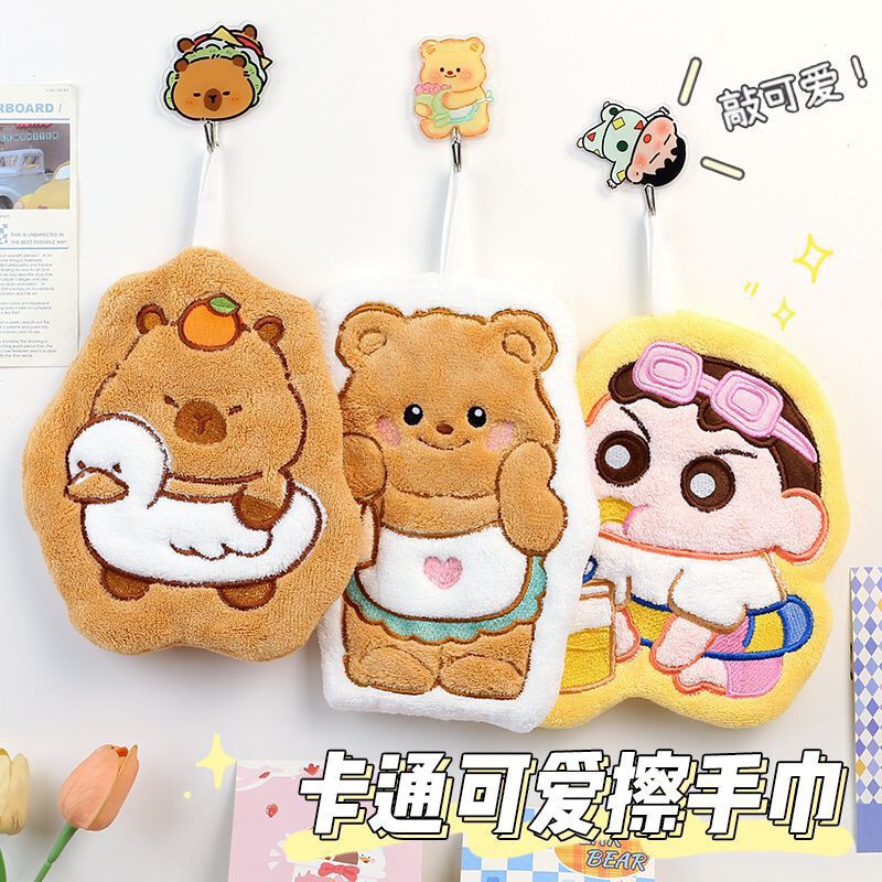 Cartoon cute hanging soft absorbent quick-dry hand towel, thick and lint-free, children's hand wiping cloth for bathroom and kitchen Cartoon cute hanging soft absorbent quick-dry hand towel, thick and lint-free, children's hand wiping cloth for bathroom and kitchen