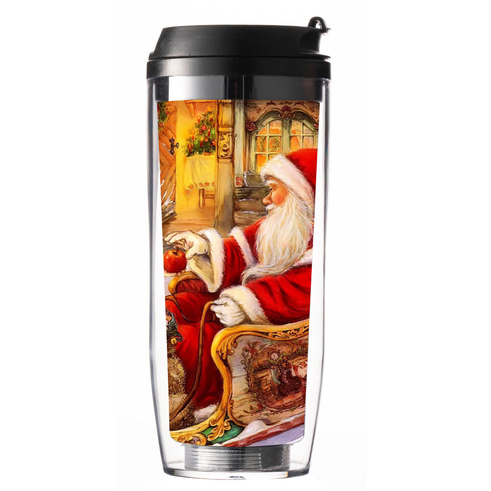 圣诞双层塑料吸管杯铃铛圣诞节礼物男女通用秋季新款圣诞杯