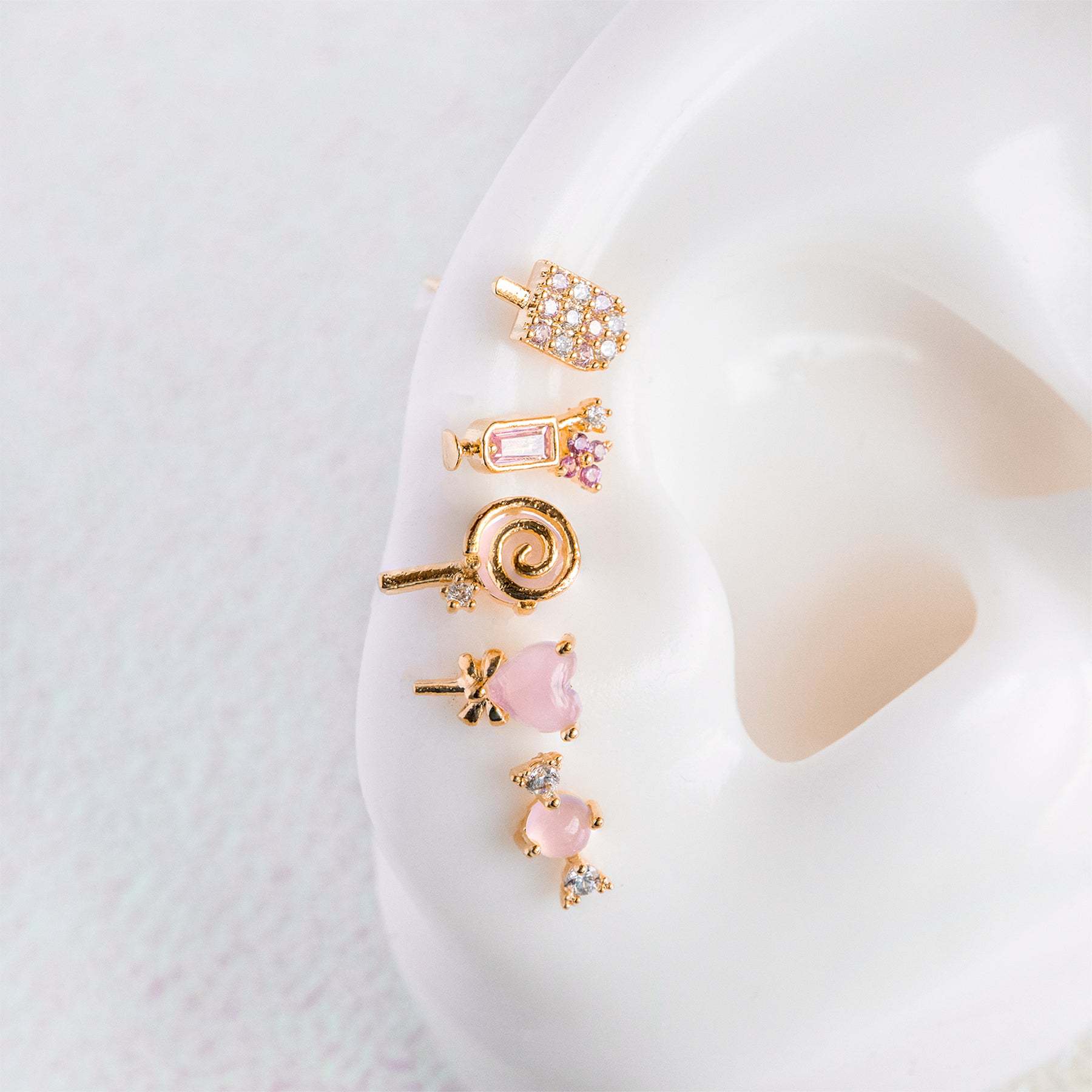 Streetwear Geometric Brass Ear Studs Plating Zircon Copper Earrings display picture 4