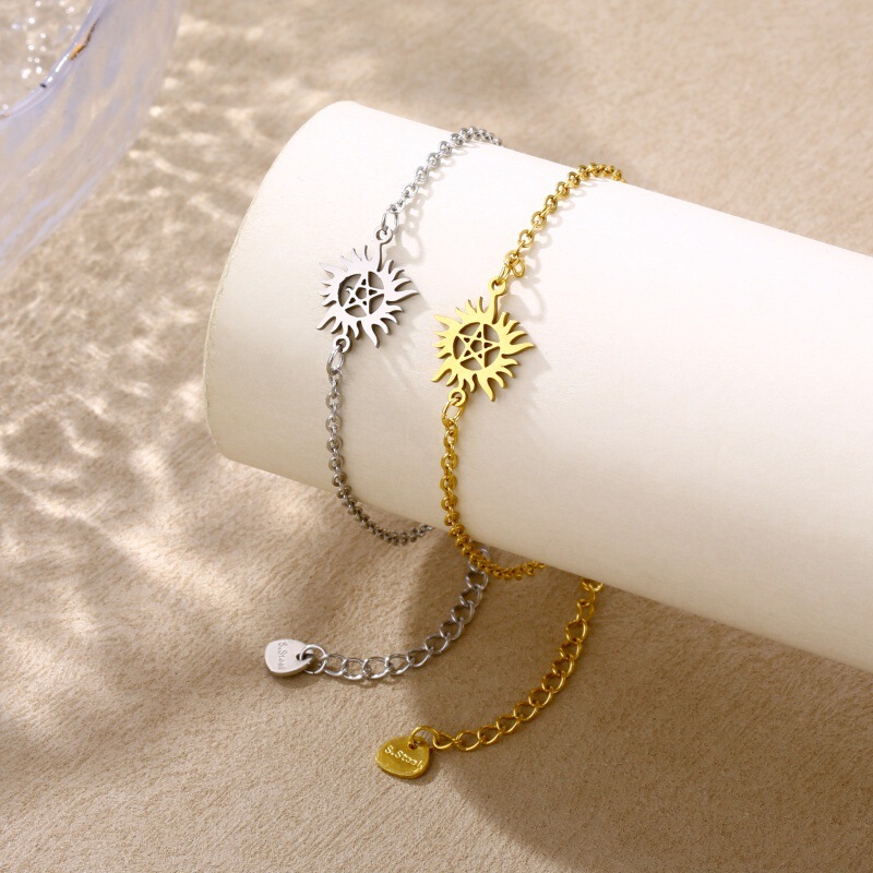Stainless steel sun pendant bracelet gear five-pointed star sun evil force jewelry wholesale