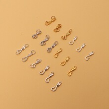 S925银饰项链扣连接扣头纯银S扣手绳挂绳配件DIY8字扣接头绳扣头