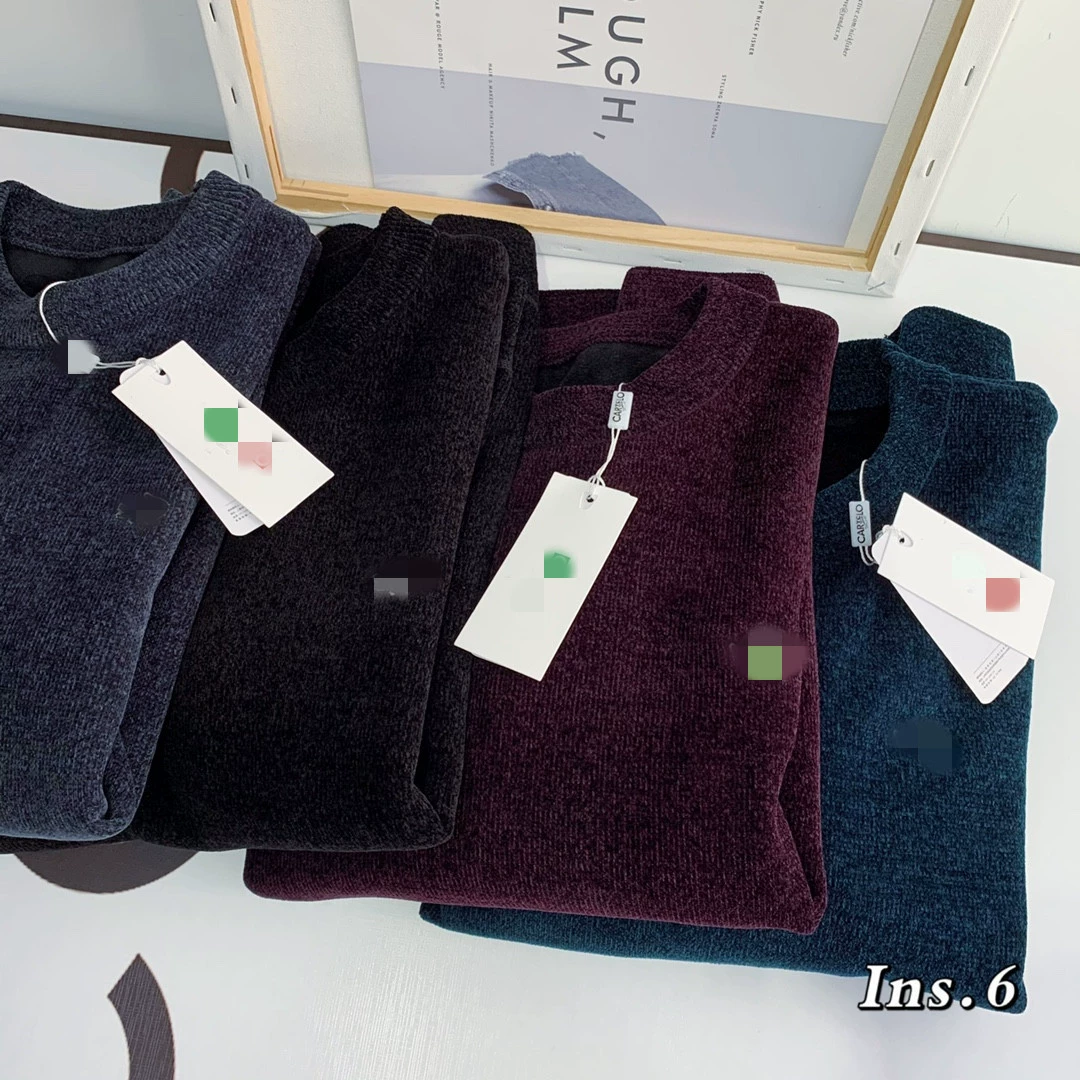 Оптовая продажа в прямом эфире для групповых закупок: вязаный свитер из шенилла для мужчин среднего и старшего возраста, осенне-зимний вышитый свитер, корейская версия для осени и зимы.