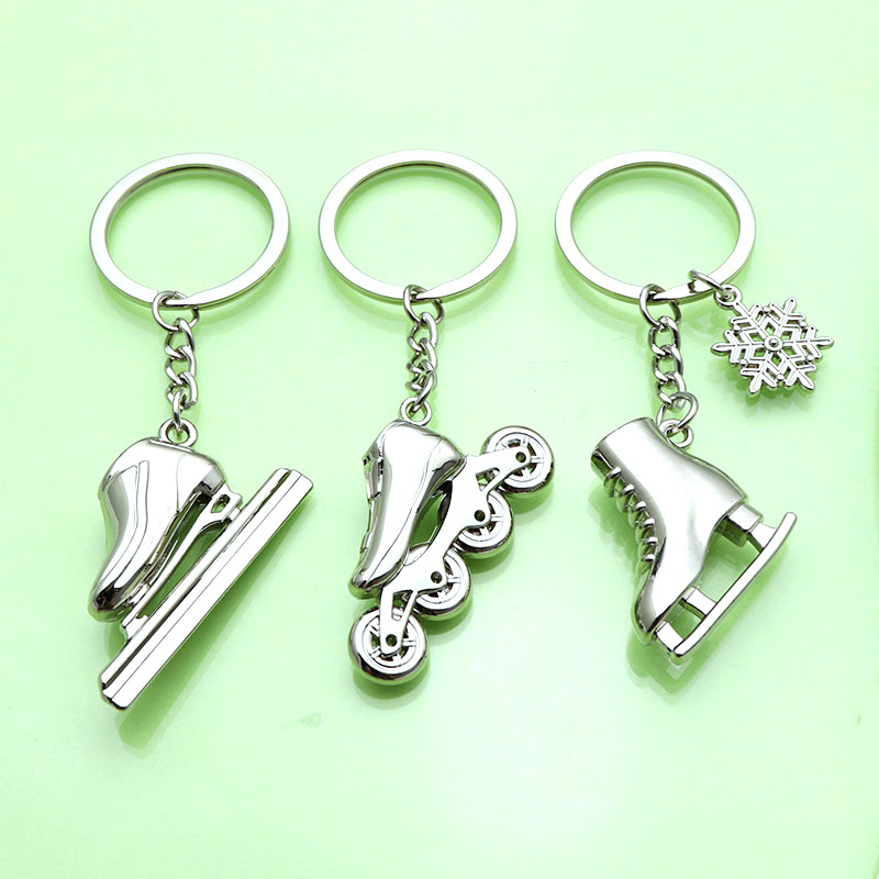 Key chain custom skates roller skating metal key chain pendant skating rink promotional gifts