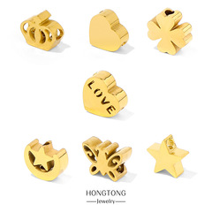 18k Metal Stainless Steel Small Pendant Series Crown Heart Clover Crown DIY Pendant