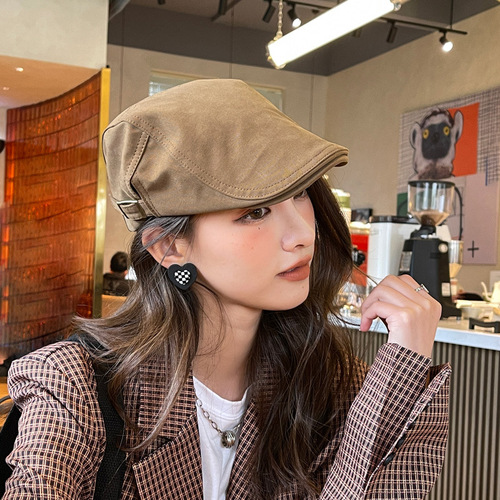 Anti-mounted beret girl summer Japanese duckbill cap retro forward cap for men spring thin version painter autumn newsboy