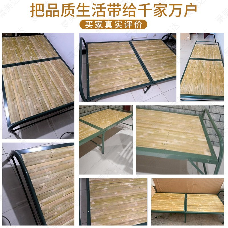 Wholesale bamboo strip bamboo board bed foldable single bed 1.2 meters simple reinforced rental house bed home lunch break bed
