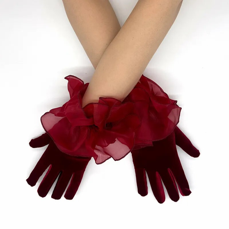 Velvet Red Bridal Gloves Black Wedding Dress Sleeves Photo Studio Style Black Arm Cover Cross-Border Performance Velvet Red Bridal Gloves Black Wedding Dress Sleeves Photo Studio Style Black Arm Cover Cross-Border Performance