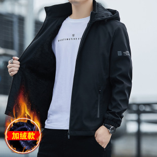 Autumn and Winter Casual fleece-lined Thickened Jacket Men's Top Slim-fit Thick Windproof Sports Jacket Warm Outer Wearing Cotton-padded Jacket for Men