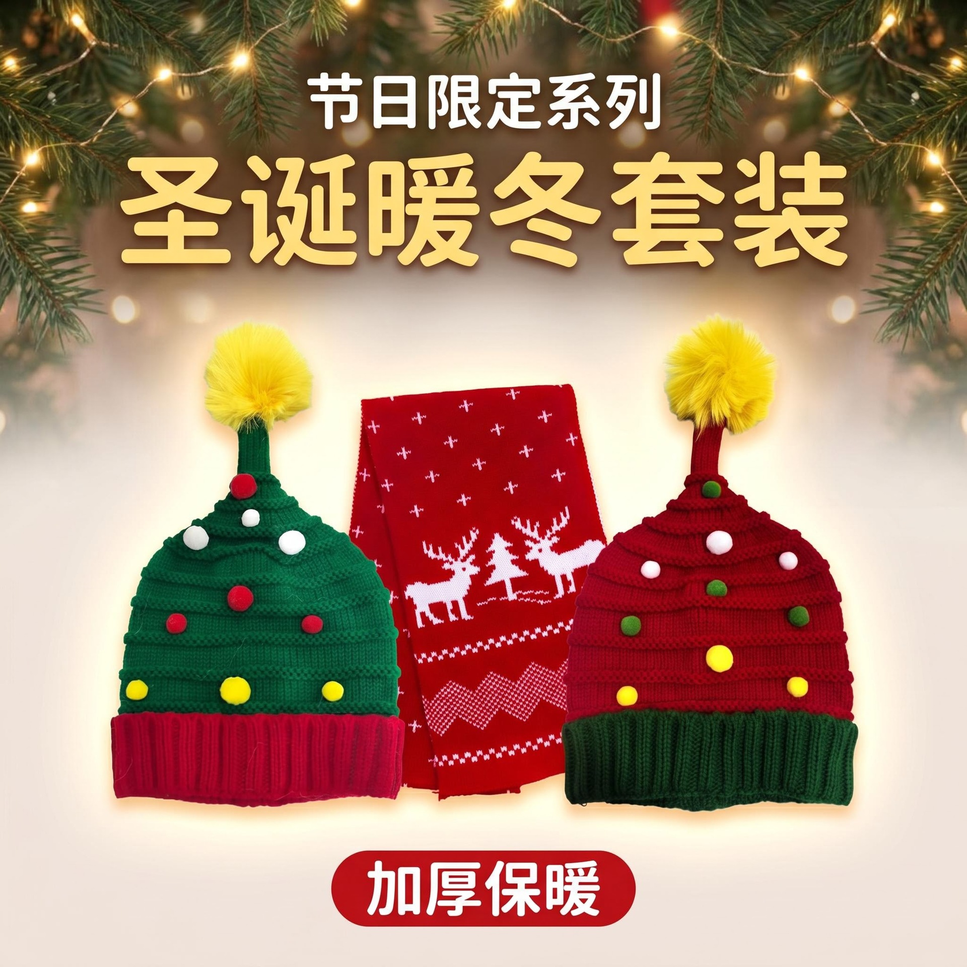 Cross-Border Exclusive Hot-Selling Christmas Knit Hats and Scarves for Parent-Child Autumn and Winter Warm Holiday Outfits and Gifts for Halloween