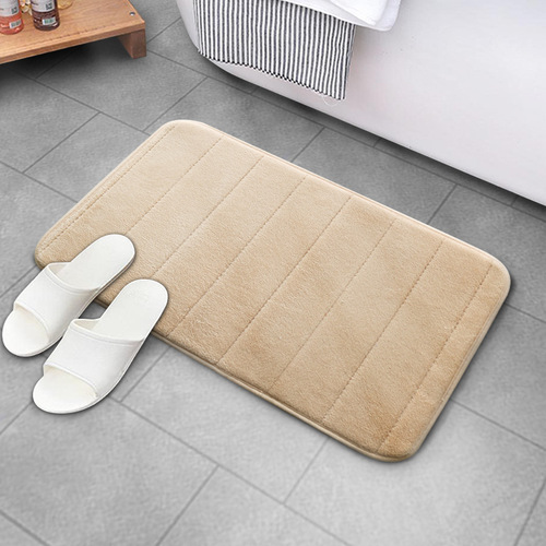 Source manufacturer wholesale thickened memory foam floor mats, quilted embroidered coral velvet sponge absorbent foot mats, solid color entrance door mats