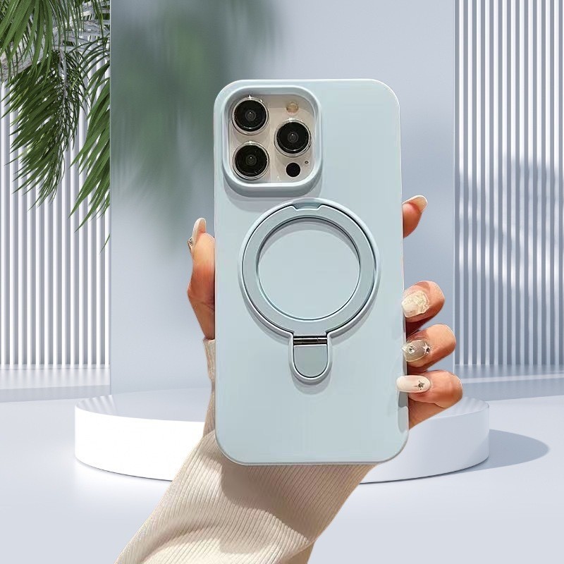 liquid silicone pivot bracket apple 15promax magnetic suction phone case iphone14 drop-resistant protective case wholesale