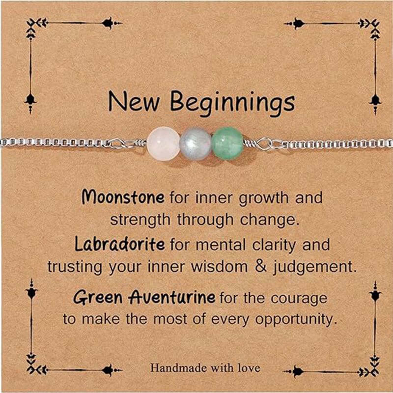 Natural Stone Beaded Healing Crystal Bracelet Gift New Beginning Good Luck Inspirational Stone Bracelet Natural Crystal Bracelet