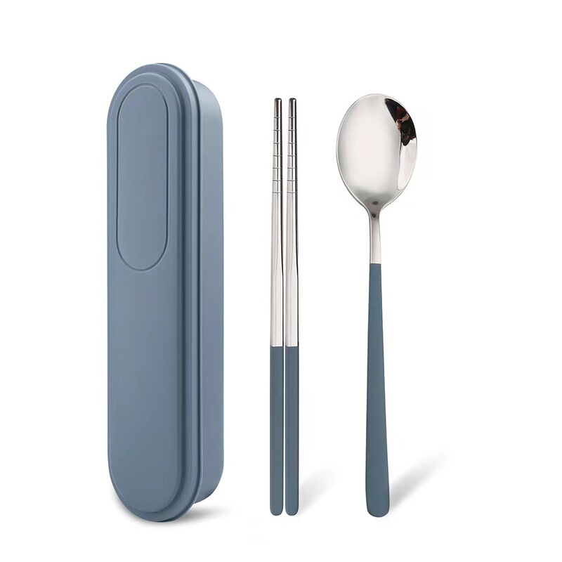 304ステンレス携帯食器三点セット学生屋外食器セット引き出し箱プレゼントスプーンフォーク箸|undefined