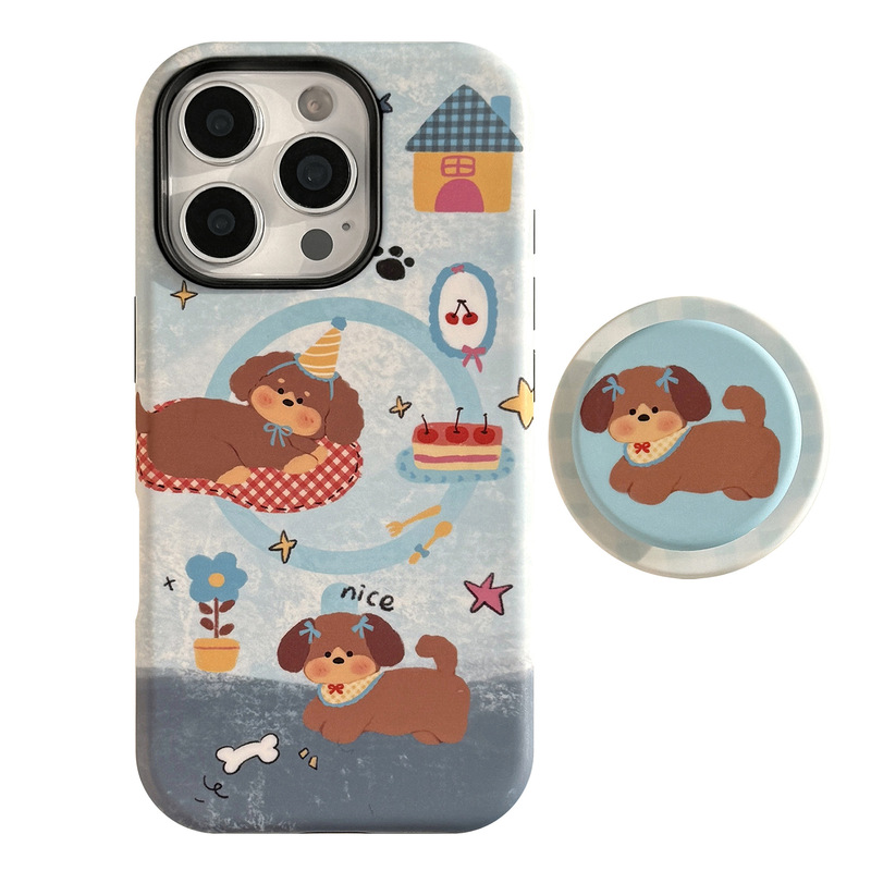 牛仔蓝小狗磁吸支架适用苹果iPhone16手机壳15promax复古14菲林17|undefined