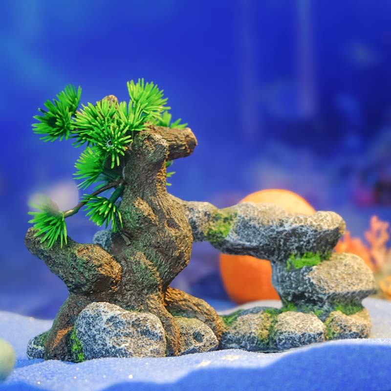 Peces y camarones para evitar agujeros, adornos de acuarios, venta al por mayor transfronteriza, celebridades de Internet, estilos explosivos, decoración de peceras, piedras apiladas y arcos de árboles