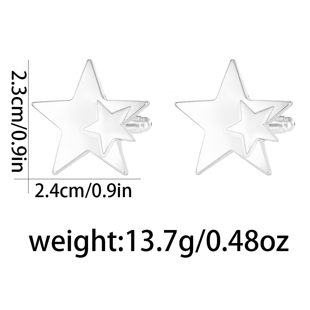 creative fashion new five pointed star cuff nails French style simple cufflinks shirt suit versatile accessories_voghion.com