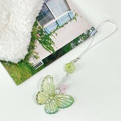 【山雨】綠色蝴蝶新中式手作水墨畫掛件串珠手機鏈禪意女孩百搭in