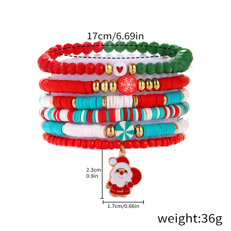 30g Weight Alloy Pendant Material Bracelets Classification soft clay Chain Material Beaded Chain Chain Type 1 Set Quantity Daily Occasion Alloy, soft clay Material Christmas Festival Christmas Tree, Santa Claus, Snowflake Pattern Women's Gender Simple Style Style Simple Style Christmas Tree Santa Claus Snowflake Alloy Soft Clay Beaded Chain Beaded Bracelets Wholesale 7