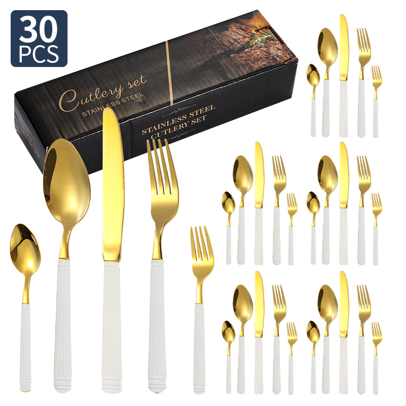 Columna romana vajilla de acero inoxidable cuchillo, tenedor y cuchara juego de 24 piezas hotel restaurante bistec cuchillo, tenedor y cuchara vajilla occidental cuchillo y tenedor
