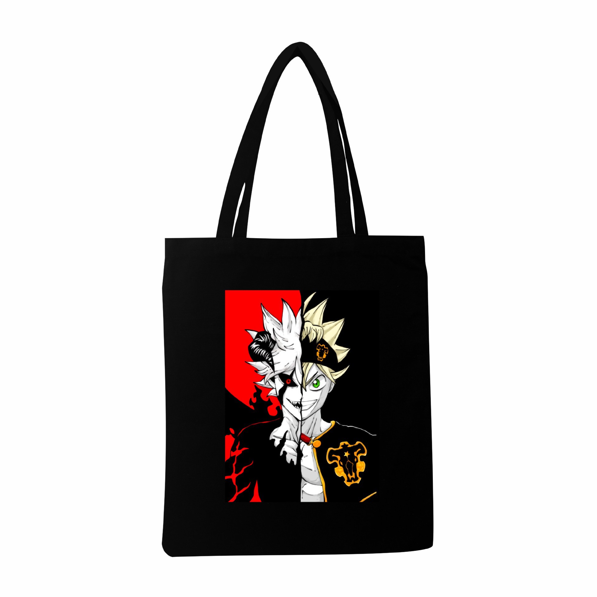 Transfronterizo AliExpress Black Clover Black Clover Bolso de mano para hombres y mujeres Bolso de lona casual Bolso ancho