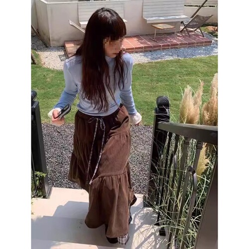 Today's popular skirt contrasting color retro double corduroy cake skirt for autumn and winter