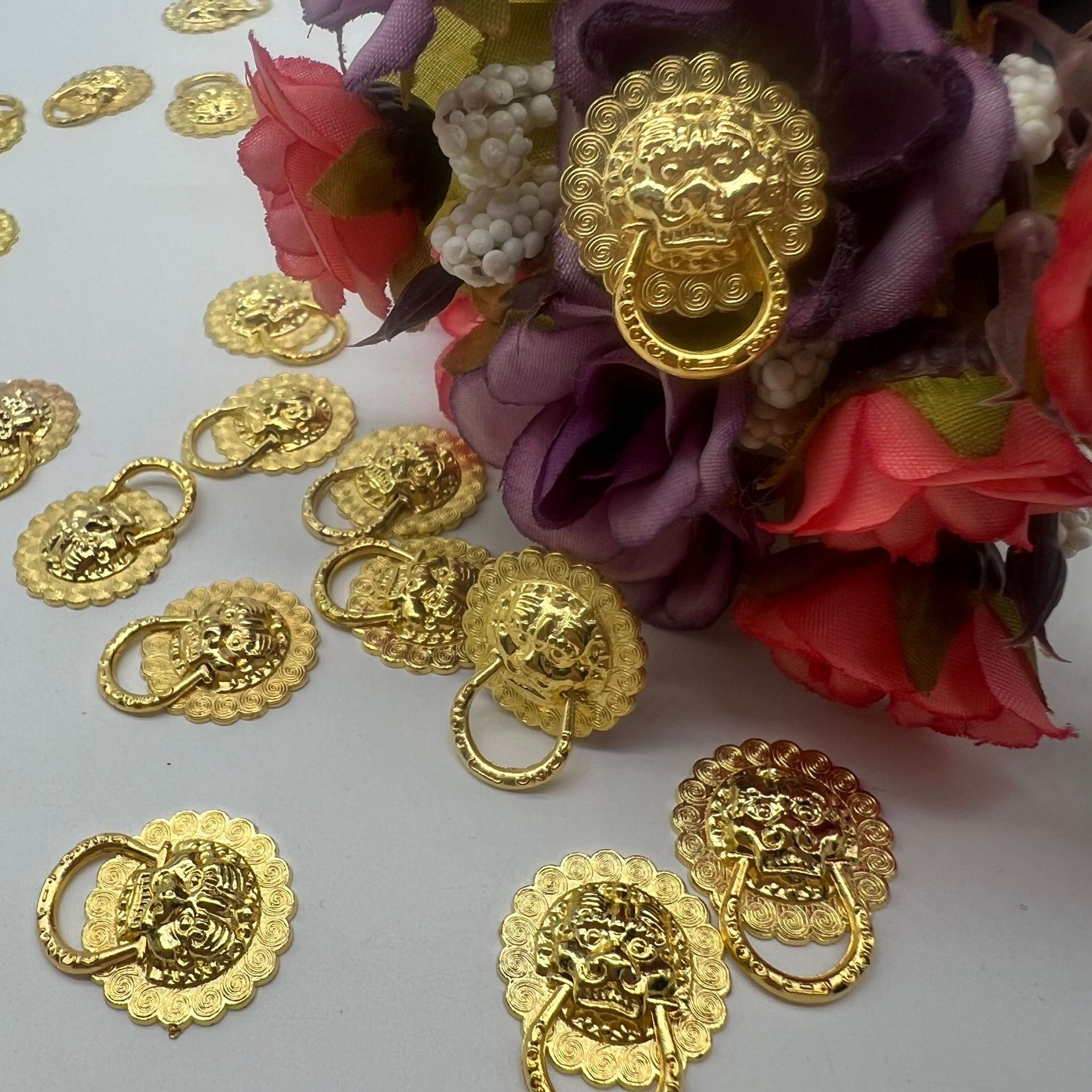 Lion Head Antique Handles Vault Silver Stall Door Nail Accessories Chinese Spring Lion Head Handles Small Pull Ring