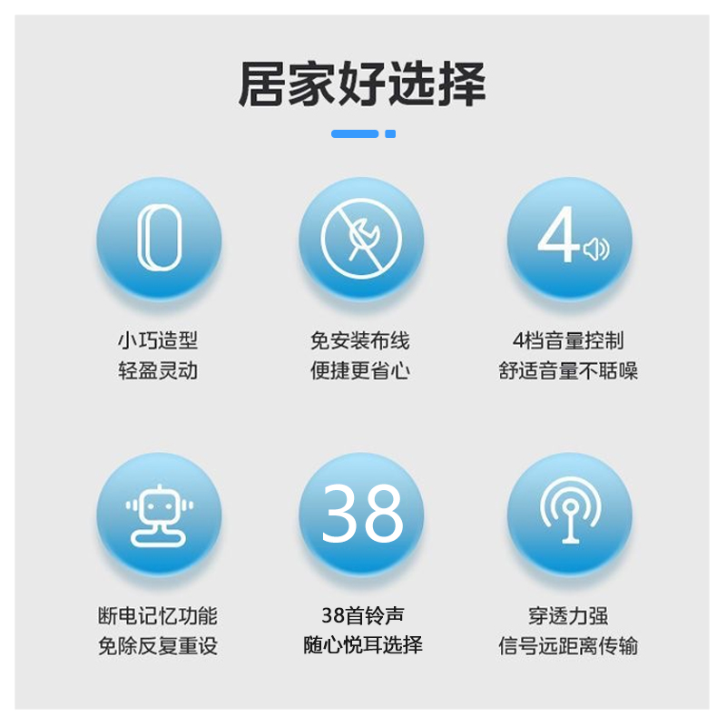 批发价ll门铃无线家用智能距离电子免插电遥控门玲老人呼叫器按铃