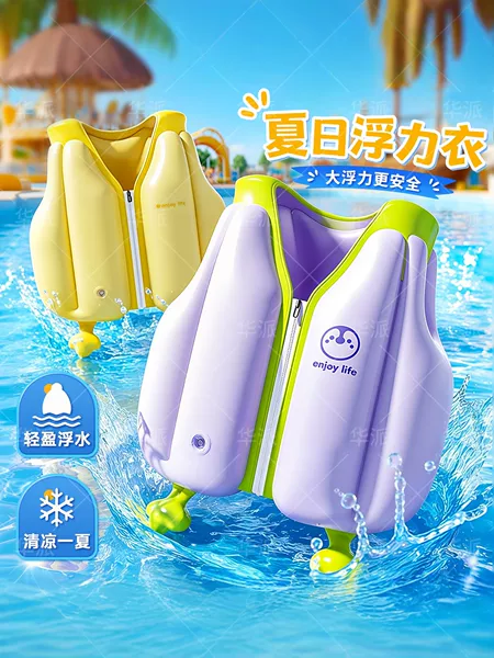 Children's Inflatable Buoyancy Vest PVC Swimming Vest Anti-Tip Life Jacket Pool Water Park Floating Vest