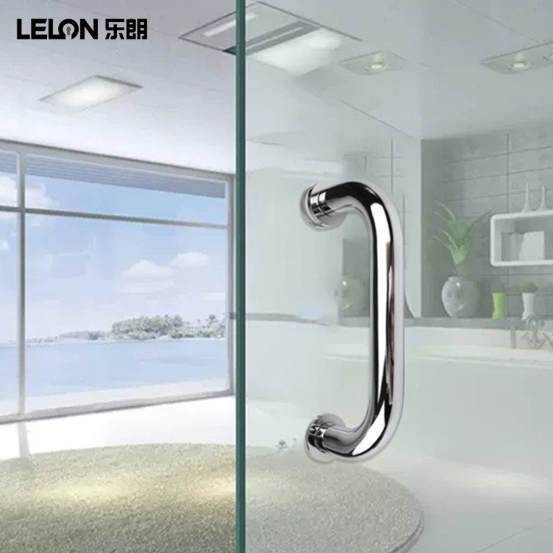 Manija de Puerta de Vidrio para Baño de Estilo Americano, de Cobre Puro, Tubo Redondo, Tubo Cuadrado, para Puerta de Partición, Puerta Corredera, Puerta Principal, Color Negro