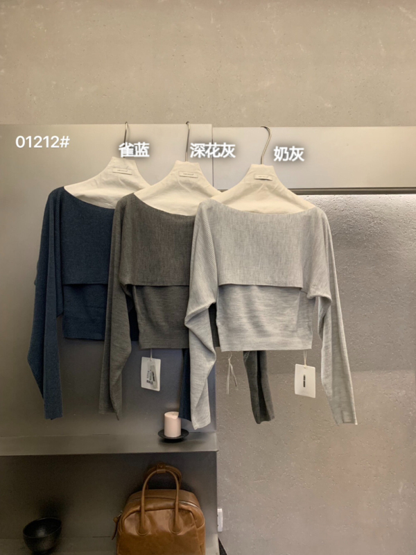 IMISS2025秋季法式温柔风短款斜肩针织衫+休闲背心吊带两件套装女|undefined