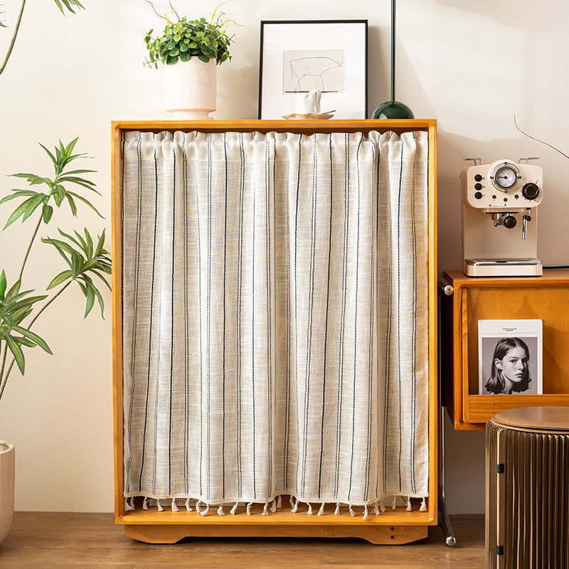 Magic Tape Curtain for Cabinets, Bookcases, No-Drill Kitchen Screen Door Curtain, Wardrobe Dustproof Simple Cover-Up Curtain