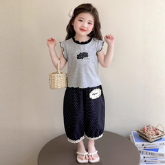 女の子の夏のスーツ 2025 新しい女の赤ちゃんの夏超見栄えの良い薄い夏のスーツかわいい耳のついたベスト