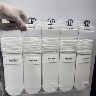 亚米慕兮女士小腿袜春夏款一体机纯色黑白灰韩版学院风百搭堆堆袜