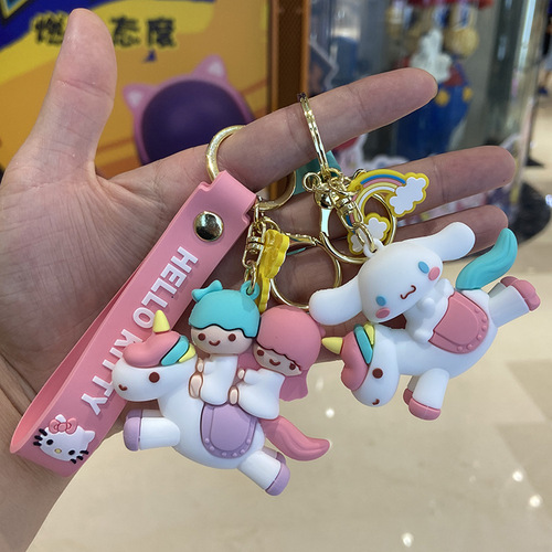 Cute Cartooon Sanrio Plush Doll Kuromi Keychain Creative Cartoon Figure Ornament Gift Mobile Phone Doll