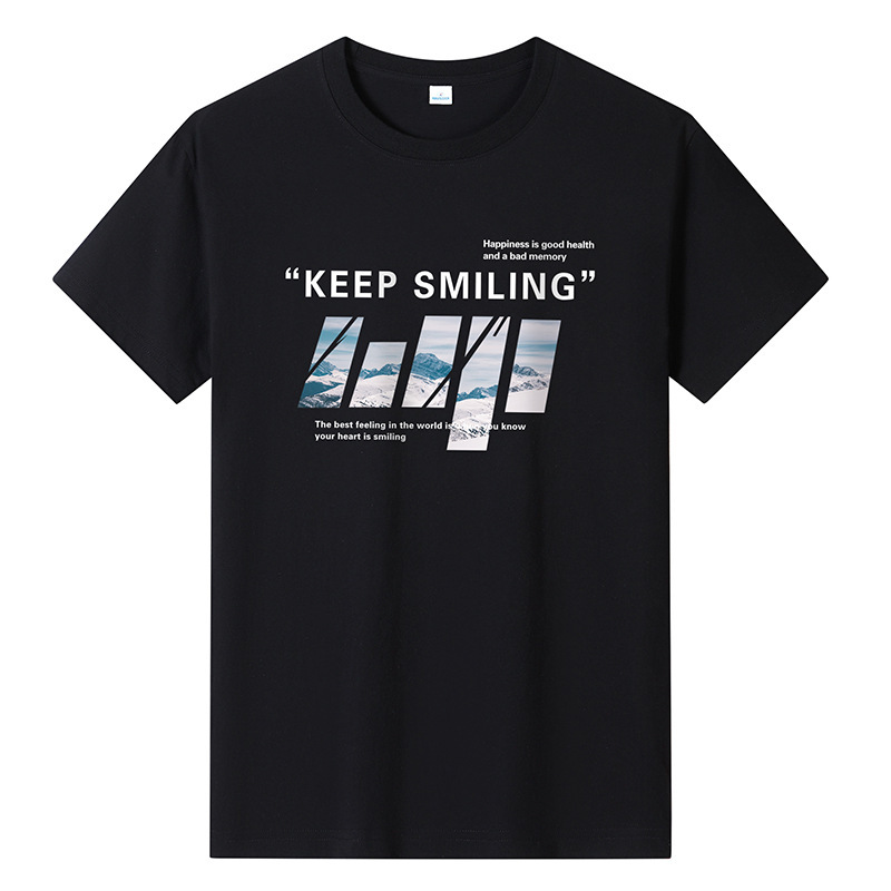 Wholesale Men's Short-Sleeved T-Shirts for Men 2024 Summer New Trendy Printed Ins Loose T-Shirts Student Trendy Tops