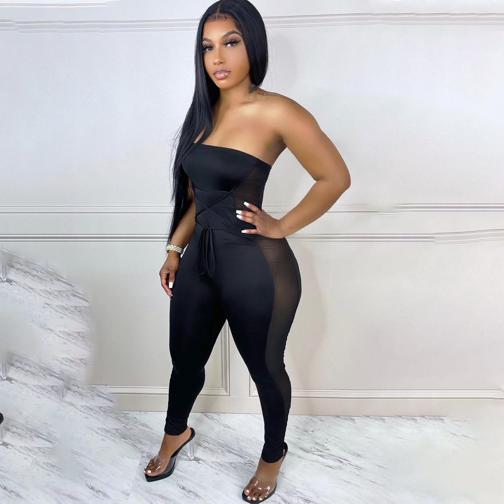Sexy Bodycon Mesh Jumpsuit Für Damen Langarm Freizeitmode_voghion.com