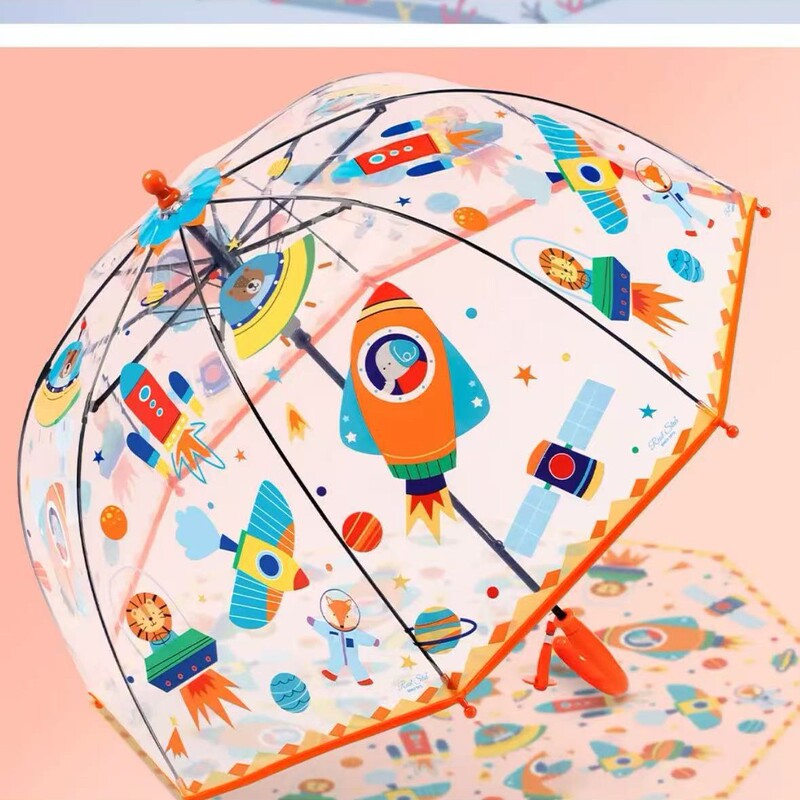 25 new kids colorful princess umbrella with edging cute transparent plastic printing unicorn umbrella in stock wholesale