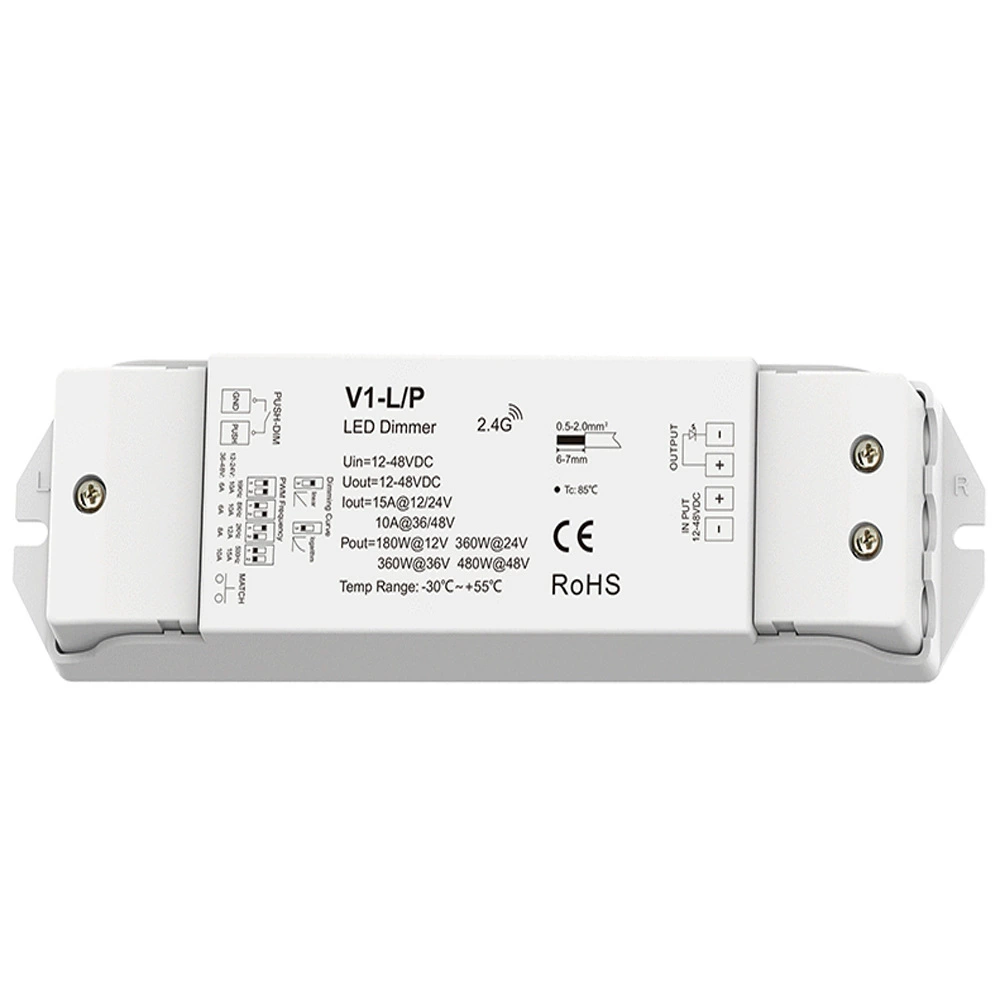 V1-B DC12-24V dual knob constant voltage LED dimmer digital display PWM frequency optional breathing gradient