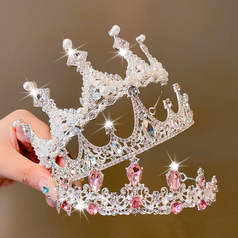 Tombro de corona para niños pequeña princesa corona diadema de cumpleaños accesorios para el cabello de cristal para niñas regalo de cumpleaños