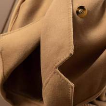 外贸福利100羊毛双面呢西装领长款大衣外套女