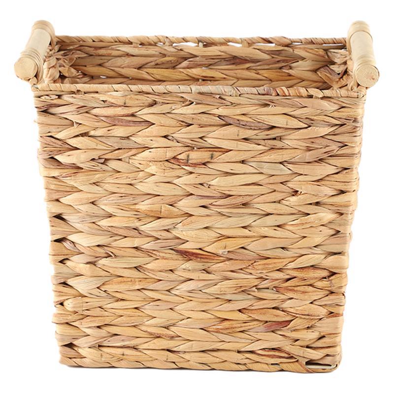 Transfronterizo de caña tejida almacenaje de tela de paja tejida cesta de ropa sucia mango de madera de almacenamiento de gran capacidad para el hogar
