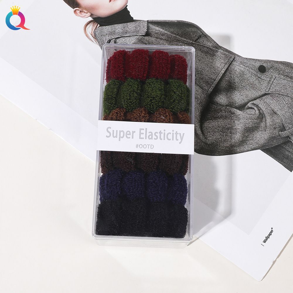 Banda para el cabello anillo de toalla elástico alto banda para el cabello sin costuras gran cabeza gruesa cuerda en caja banda de goma Simple color caramelo verano