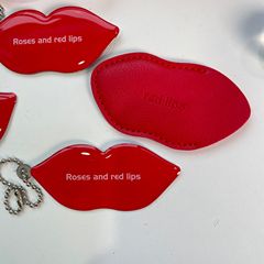 復古紅色玫瑰紅唇迷你小鏡子隨身便攜愛心化妝鏡結婚禮物BH378